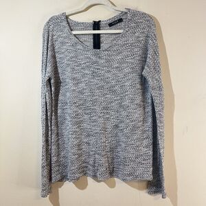 Vila Clothes Lightweight Sweater Zip Back Medium Marled Gray Long Sleeve